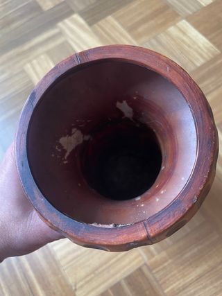 Vaso in legno vintage intarsiato