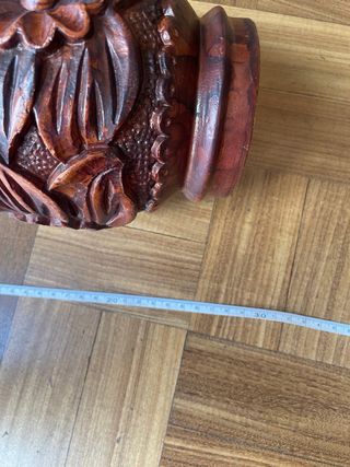 Vaso in legno vintage intarsiato