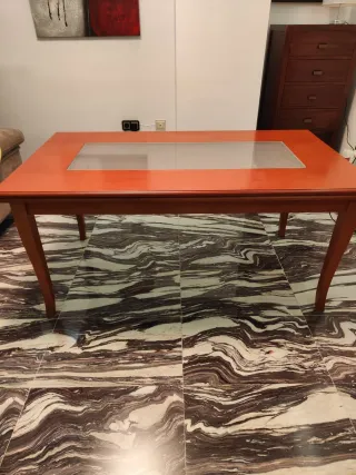 Mesa comedor extensible grande madera y cristal