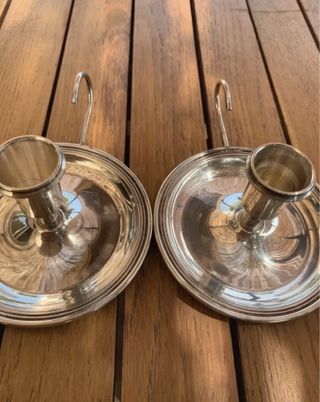 Coppia di Candelieri a Padellina in Argento 1000