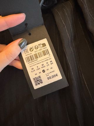 Pantalón ancho rayas negro Massimo Dutti