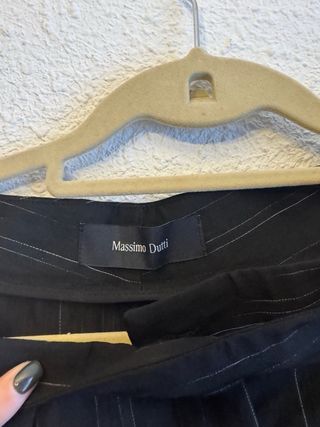 Pantalón ancho rayas negro Massimo Dutti