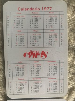 Calendario bolsillo años 70 Cuentos