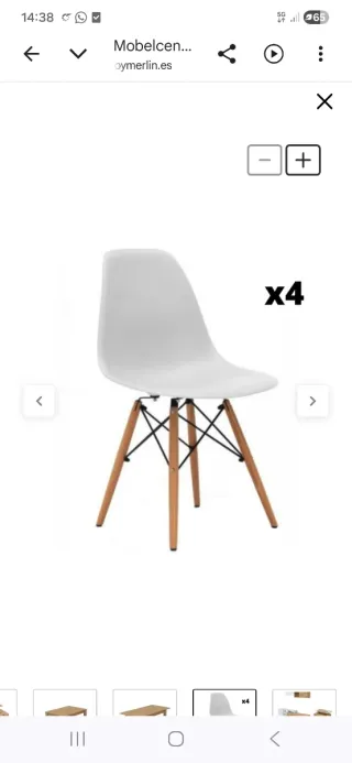 4 Sillas Blancas Diseño Moderno