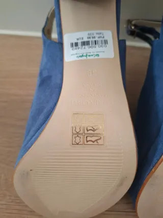 Sandalias Gloria Ortiz Piel Azul Talla 38