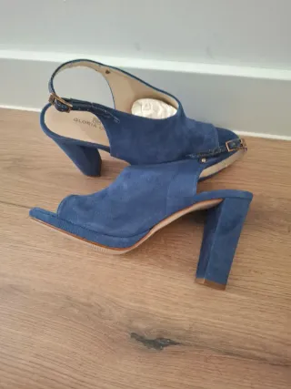 Sandalias Gloria Ortiz Piel Azul Talla 38