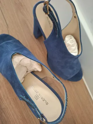 Sandalias Gloria Ortiz Piel Azul Talla 38