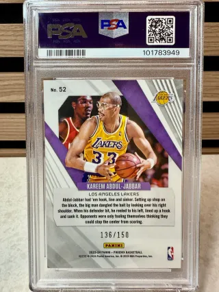 Cromo NBA Panini 2023 Kareem Abdul-Jabbar PSA 10
