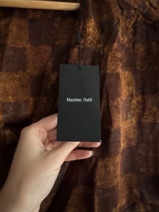 Blusa Massimo Dutti cuadros marrón y dorado