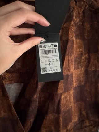 Blusa Massimo Dutti cuadros marrón y dorado