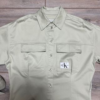 Calvin Klein light green Trench Coat