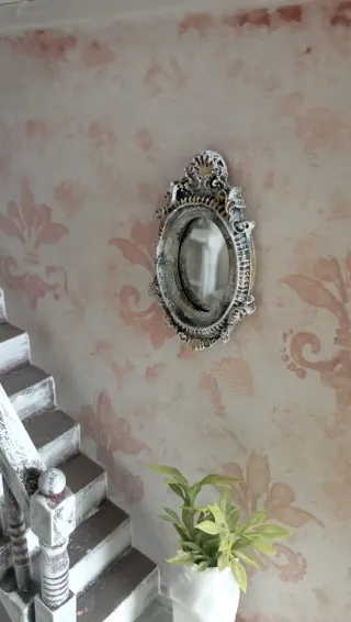 Specchio Ovale Shabby Chic Miniatura 1:12