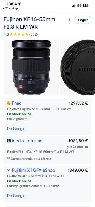 Objetivo Fujinon XF16-55mmF2.8 R LM WR
