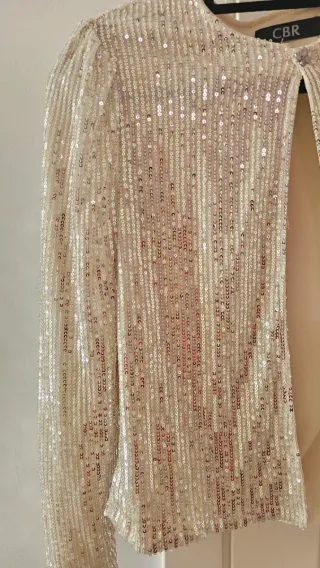 Chaqueta CBR lentejuelas dorada/plateada