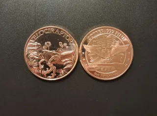 Moneda Onza Cobre Velociraptor
