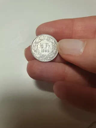 Moneta 1/2 Franco Svizzero 1932 Argento