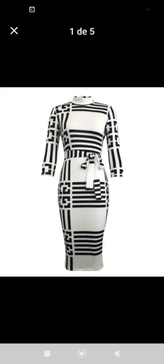 Vestido Geométrico Blanco y Negro