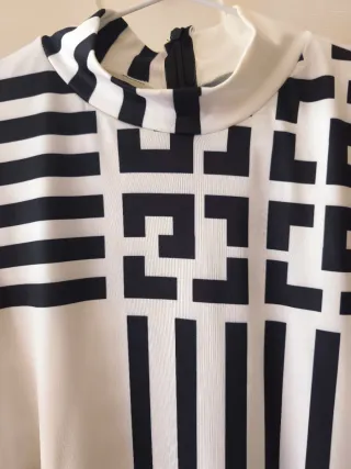 Vestido Geométrico Blanco y Negro