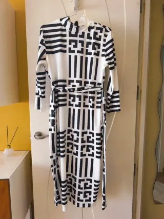 Vestido Geométrico Blanco y Negro