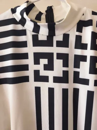 Vestido Geométrico Blanco y Negro