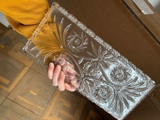 Bandeja de cristal decorada. PESA!