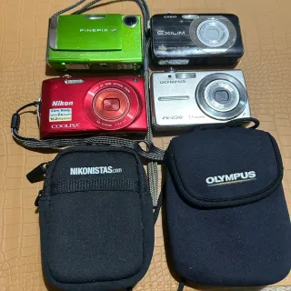 Lote 4 cámaras digitales compactas Nikon Olympus..