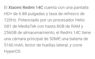 REDMI 14C 4+2/128NO ENVIO LEER TODO
