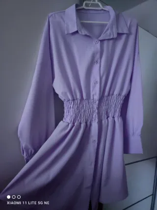 Camisa Larga Lila con Cintura Elástica