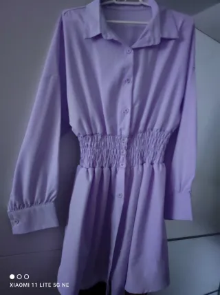 Camisa Larga Lila con Cintura Elástica