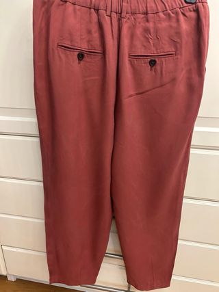 Pantalones pinzas color teja.