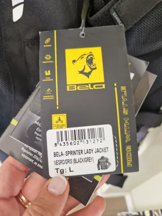 Chaqueta Moto Mujer Bela Negra y Gris Talla L.