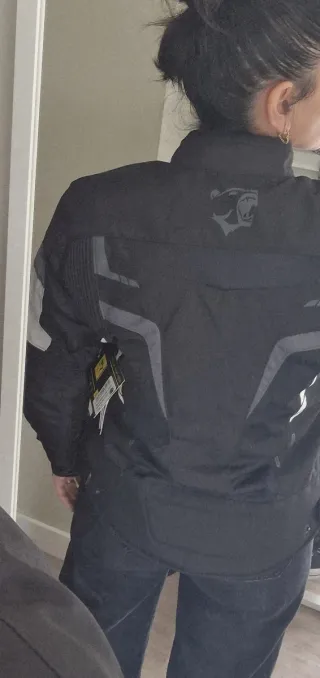 Chaqueta Moto Mujer Bela Negra y Gris Talla L.