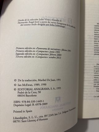 El inocente. Novela de Ian McEwan