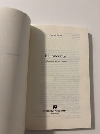 El inocente. Novela de Ian McEwan