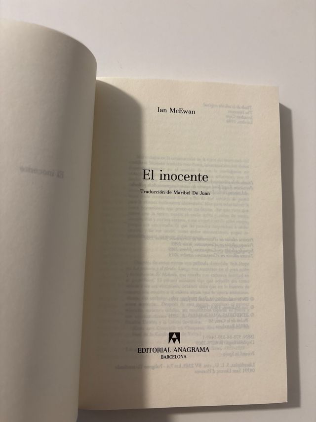 El inocente. Novela de Ian McEwan