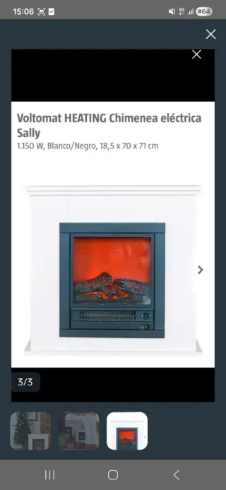 Chimenea Eléctrica Blanca y Negra