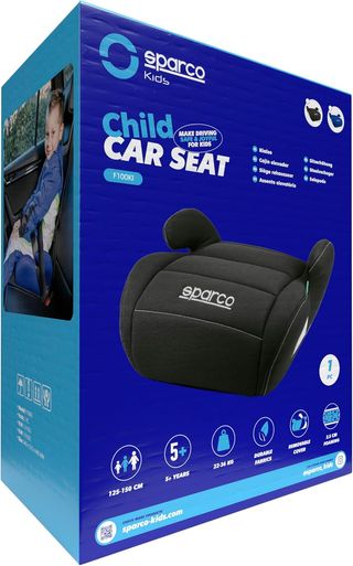 Sparco Alzador Infantil de Asiento de Coche Negro