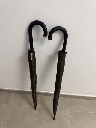 2 Paraguas Bankia Marrón y Verde Oliva