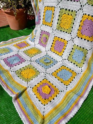 Colcha Manta Ganchillo Patchwork chal mantita