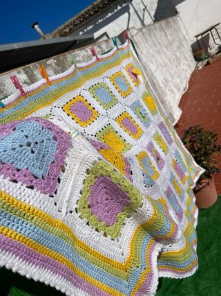 Colcha Manta Ganchillo Patchwork chal mantita
