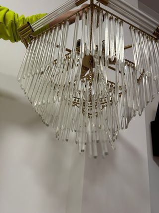 Lámpara Vintage Cristal y Metal Dorado