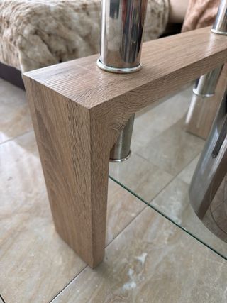 Mesa de centro cristal y madera