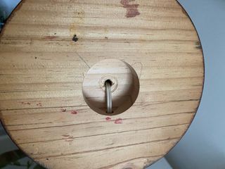 Lámpara de mesa madera torneada vintage