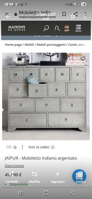 Mobile indiano Maison du Monde argentato