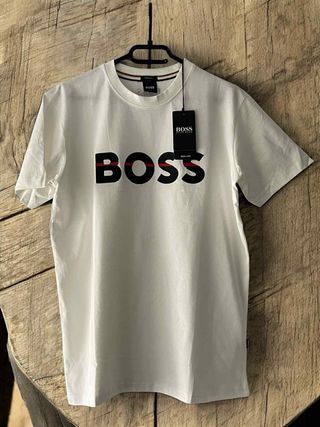 Camiseta HUGO BOSS Blanca Logo NEGRO talla XL