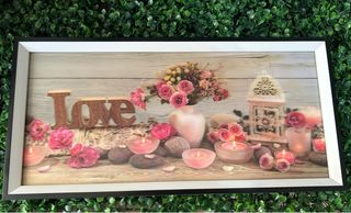 Cuadro Decorativo Love con Velas y Flores