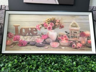 Cuadro Decorativo Love con Velas y Flores