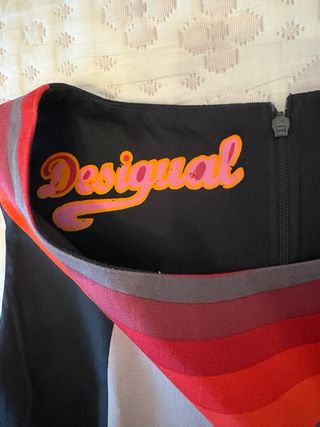 Vestido Desigual Negro Multicolor