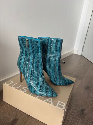 Botines Tacon Azul Serpiente
