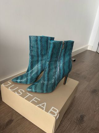 Botines Tacon Azul Serpiente